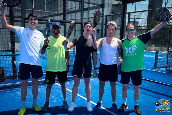 Intensive Padel training, Clinic, Academy, Group from Denmark and Qatar, happy padel players, Bahrain, Catalunya, Spain, Barcelona, Spain, for Eventbooking.top and bee-padel.com, Apache, Black Crown