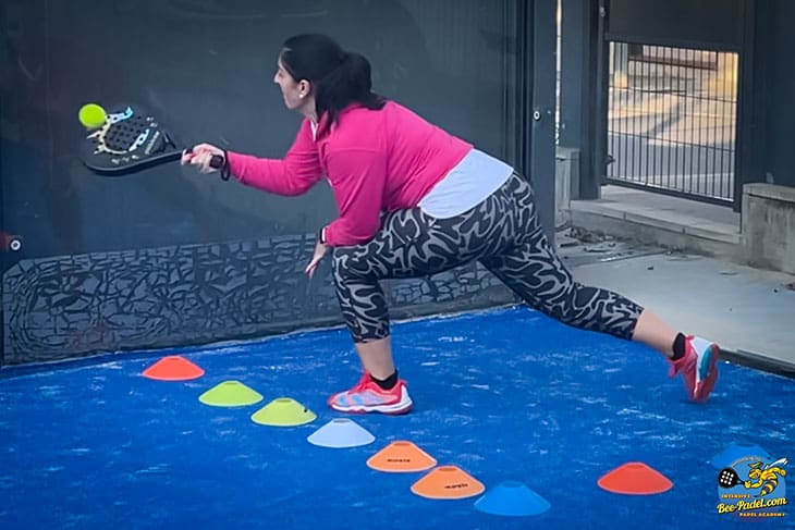 Welcome to Our Padel World FAQs Padel player from Angola, practising of the wall forehand low and high during the Padel Experience at the Padel Clinic, Academy, Barcelona, Spain, Asics, Under Armour, BullPadel, Padelator