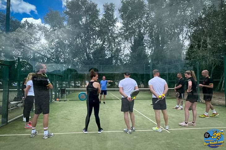 Group at Padel Experience Oller del Mas Resort for Mimon Business Retreats at the Padel Clinic, Academy, Maresme, Catalunya, Barcelona, Spain, with best Captain Padel Coach Paul van Oostveen