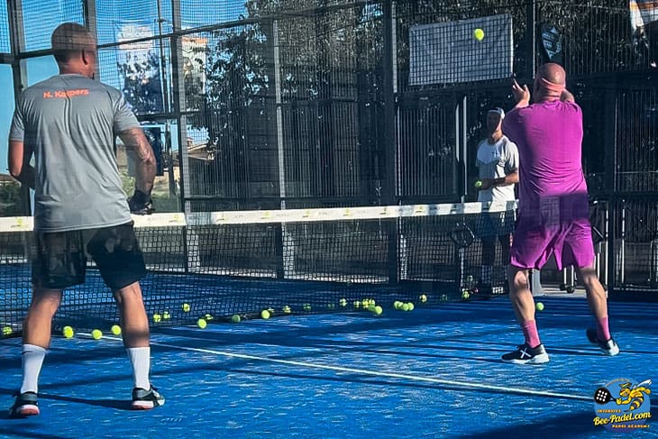 Sergi Rodriguez, the top padel coach, supervising the training of Team NP Loodgieters during the Padel Clinic in Maresme, Catalunya, Barcelona, by bee-padel.com.