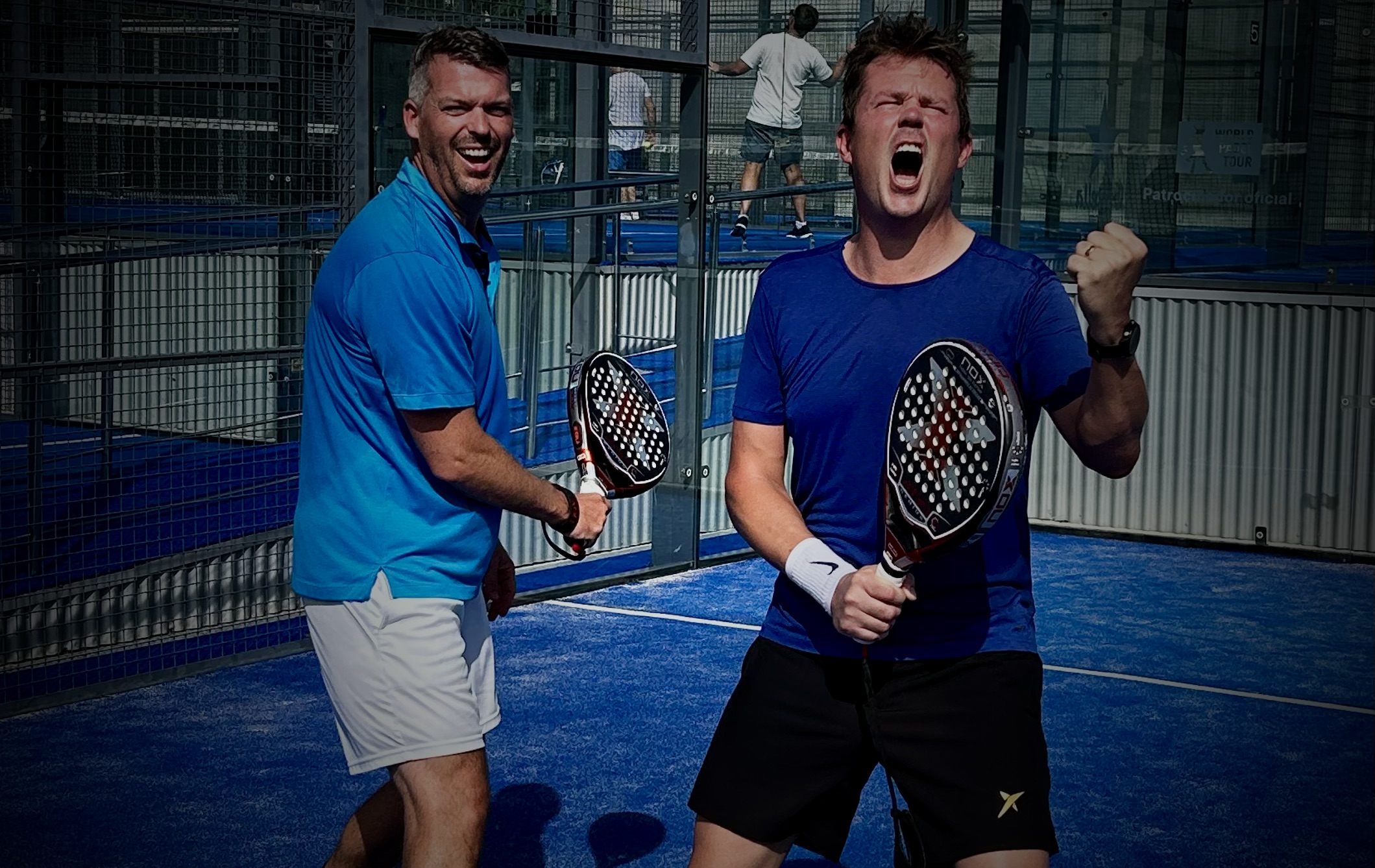 Dedicated padel players training intensely with eventbooking.top programs at SorliSport Vilassar de Dalt, Spain